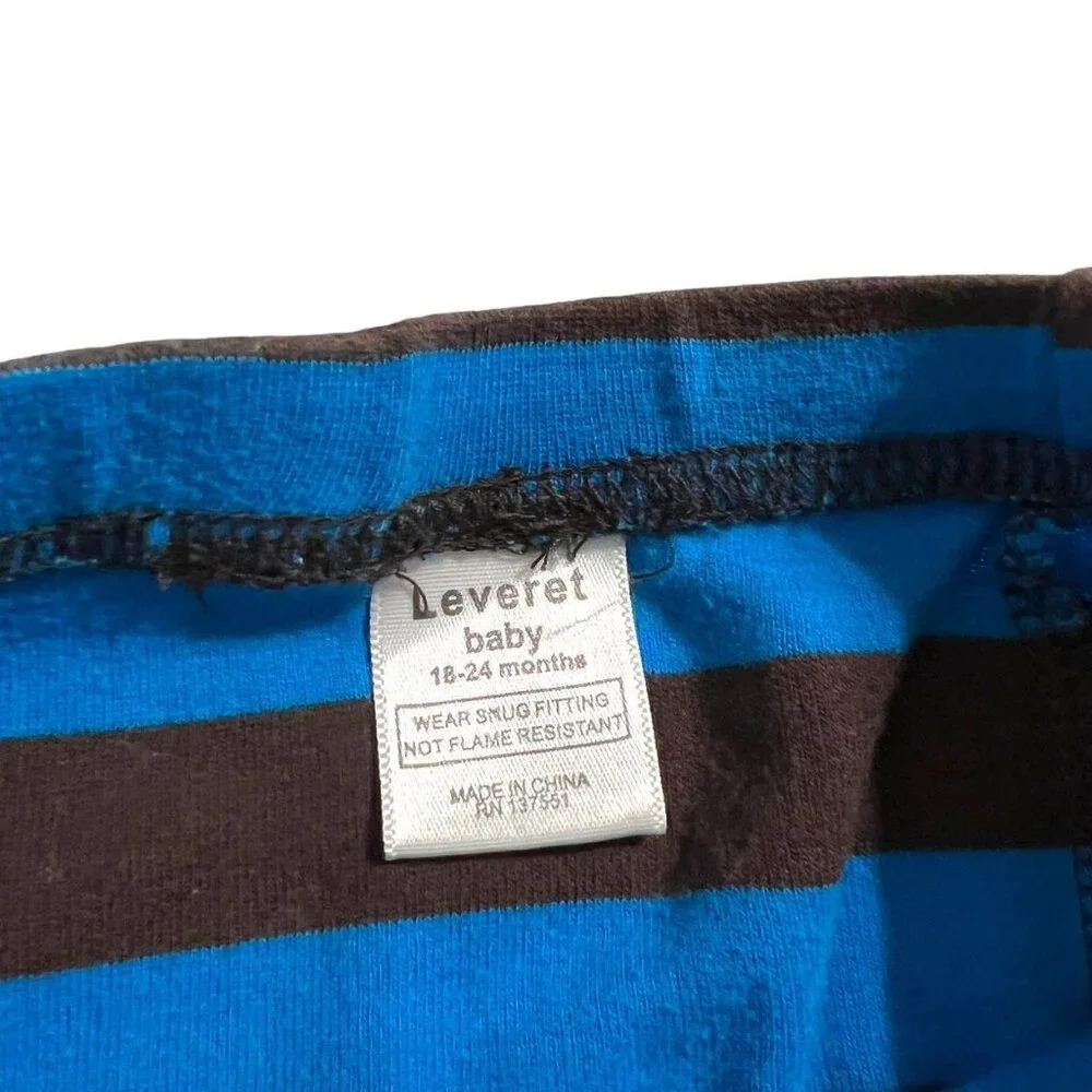 Leveret 18-24m Blue & Brown Striped Pajamas